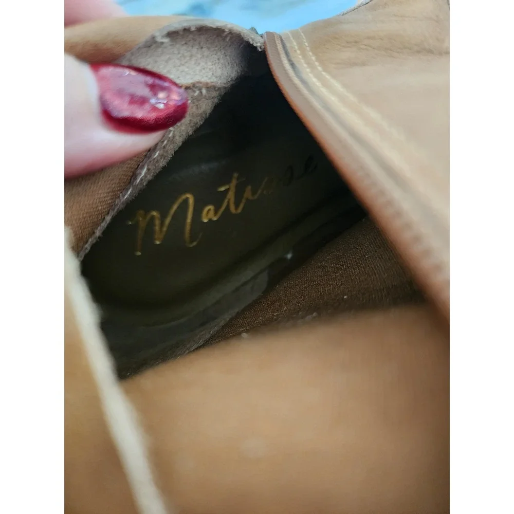 Matisse Tan Genuine Leather Over the Knee Block Heel Boots Womens 8M